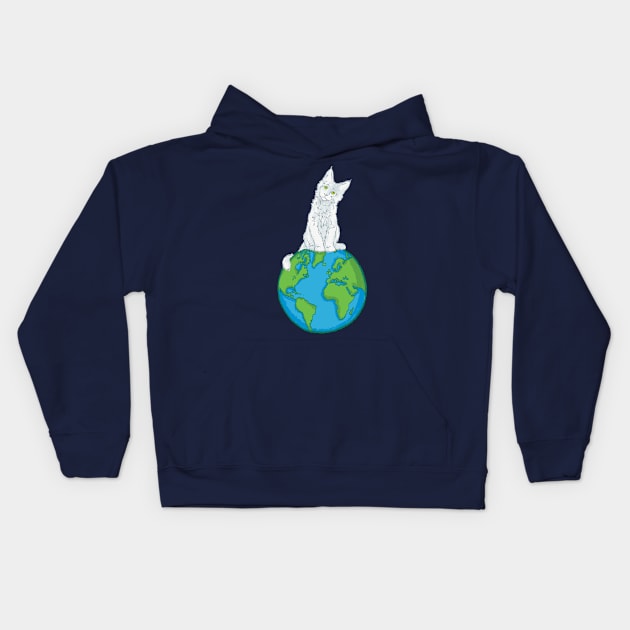 Cats on the World Kids Hoodie by polliadesign